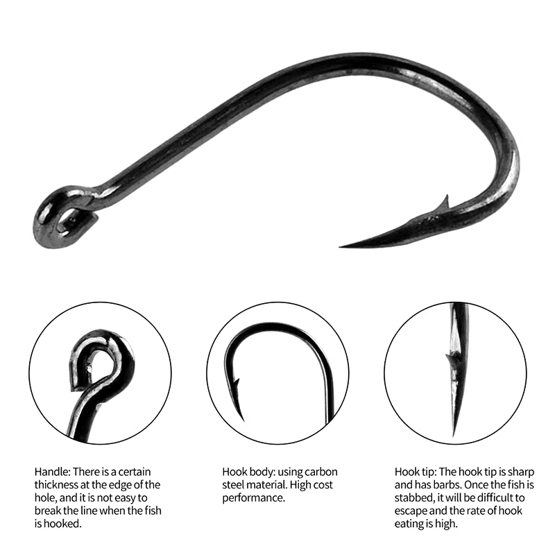 100PCS Fishing Hook with Loop Barbed Crucian Carp Fishing Hook Luyatai Fishing Sea Fishing Hook Set Sea Fishing Accessories