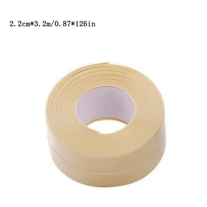 1M/3.2M PVC Waterproof Sealing Tape for Bathroom Sink, Shower, Bathtub and Toilet - Self Adhesive Wall Sticker