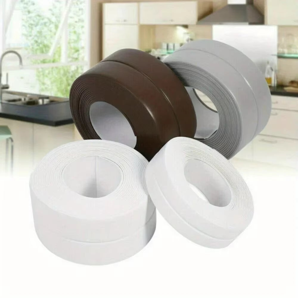 1M/3.2M PVC Waterproof Sealing Tape for Bathroom Sink, Shower, Bathtub and Toilet - Self Adhesive Wall Sticker