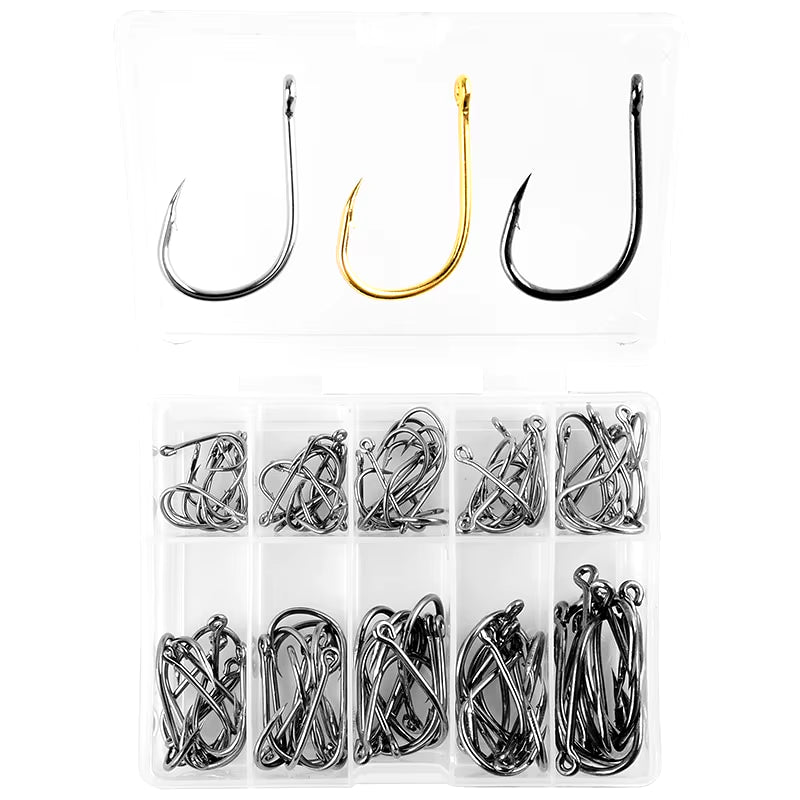 100PCS Fishing Hook with Loop Barbed Crucian Carp Fishing Hook Luyatai Fishing Sea Fishing Hook Set Sea Fishing Accessories