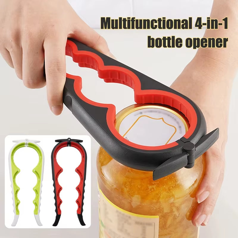 Can Opener Multi Functional Four in One Beverage Bottle Opener Cap Twister Four Position Can Opener anti Slip Cap Twister