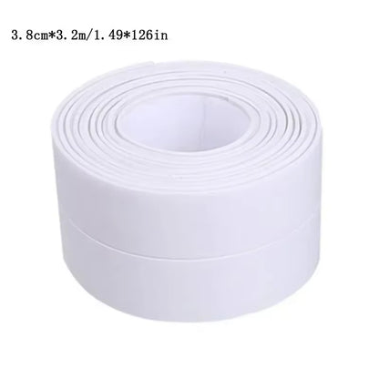 1M/3.2M PVC Waterproof Sealing Tape for Bathroom Sink, Shower, Bathtub and Toilet - Self Adhesive Wall Sticker