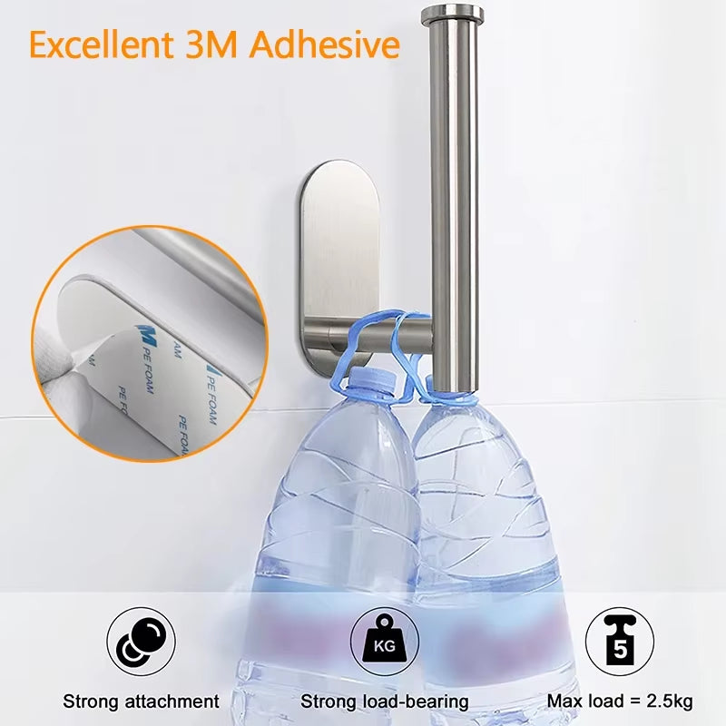 No Drilling Toilet Paper Holder SUS304 Stainless Steel Self Adhesive Wall Mount Tissue Towel Roll Dispenser for Bathroom Kitchen