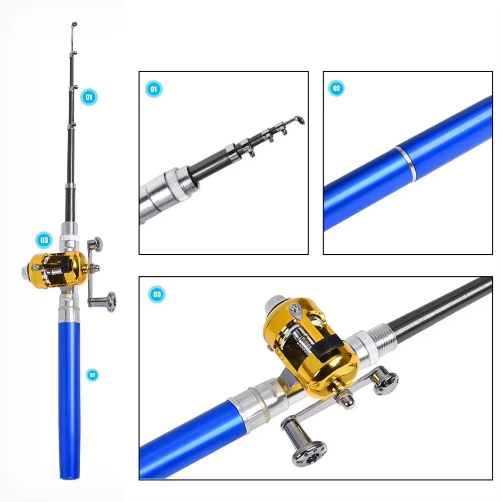 Outdoor Portable Mini Pen Fishing Rod Telescopic Pocket Pen Fishing Rod Mini Fishing Pole Fishing Accessories