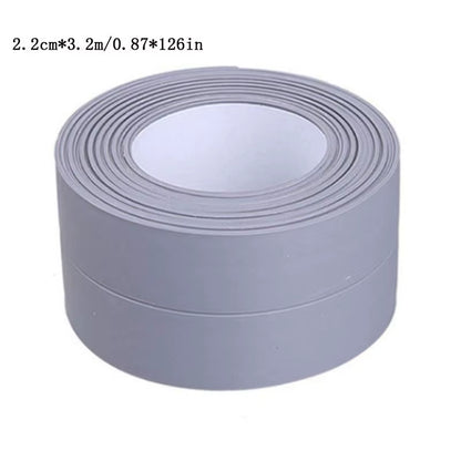 1M/3.2M PVC Waterproof Sealing Tape for Bathroom Sink, Shower, Bathtub and Toilet - Self Adhesive Wall Sticker