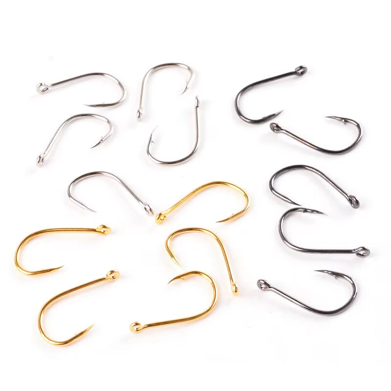 100PCS Fishing Hook with Loop Barbed Crucian Carp Fishing Hook Luyatai Fishing Sea Fishing Hook Set Sea Fishing Accessories