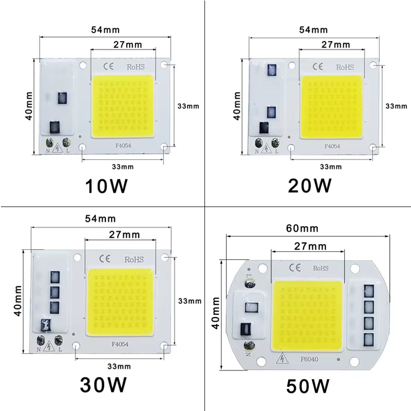 LED Chip COB Lamp 10W 20W 30W 50W AC 220V 240V IP65 Smart IC No Need Driver DIY Flood Light Led Bulb Spotlight Outdoor Lamp Bead