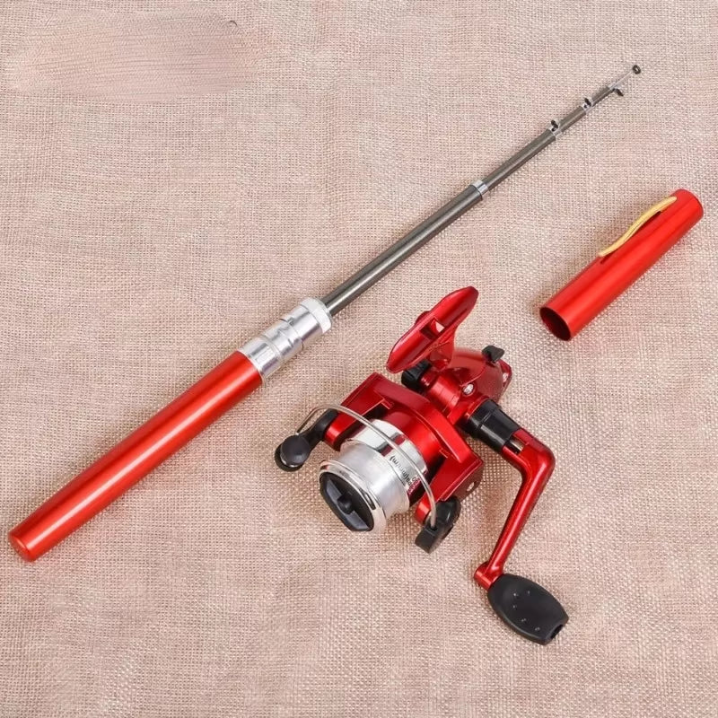 1Set Pen Fishing Rod Spinning Wheel Fishing Wheel Portable Pocket Ice Fishing Rod Sea Rod Fishing Gear Telescopic Fishing Rod