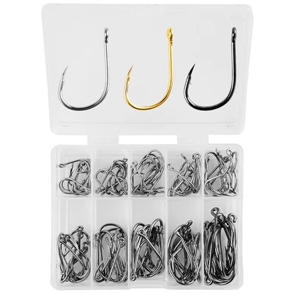 100PCS Fishing Hook with Loop Barbed Crucian Carp Fishing Hook Luyatai Fishing Sea Fishing Hook Set Sea Fishing Accessories