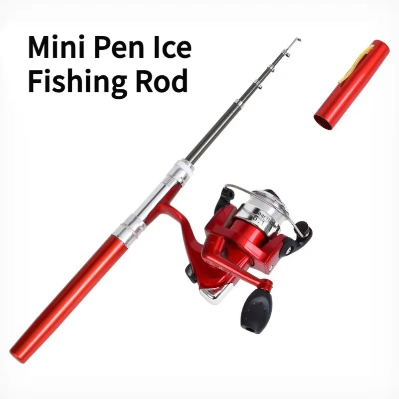 1Set Pen Fishing Rod Spinning Wheel Fishing Wheel Portable Pocket Ice Fishing Rod Sea Rod Fishing Gear Telescopic Fishing Rod