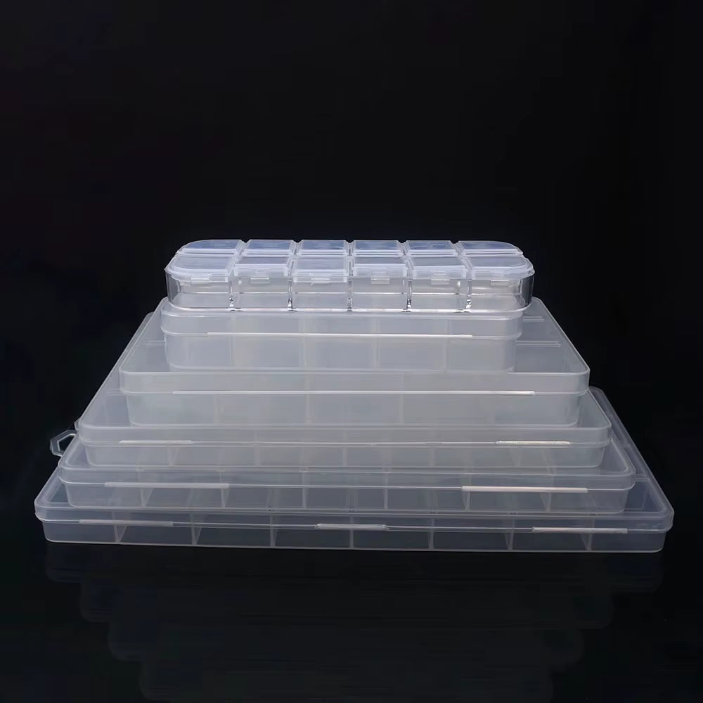 6-32 Compartments Plastic Storage Box Organizer Jewelry Container with Dividers for Beads Art DIY Crafts Sewing Jewelry Supplies