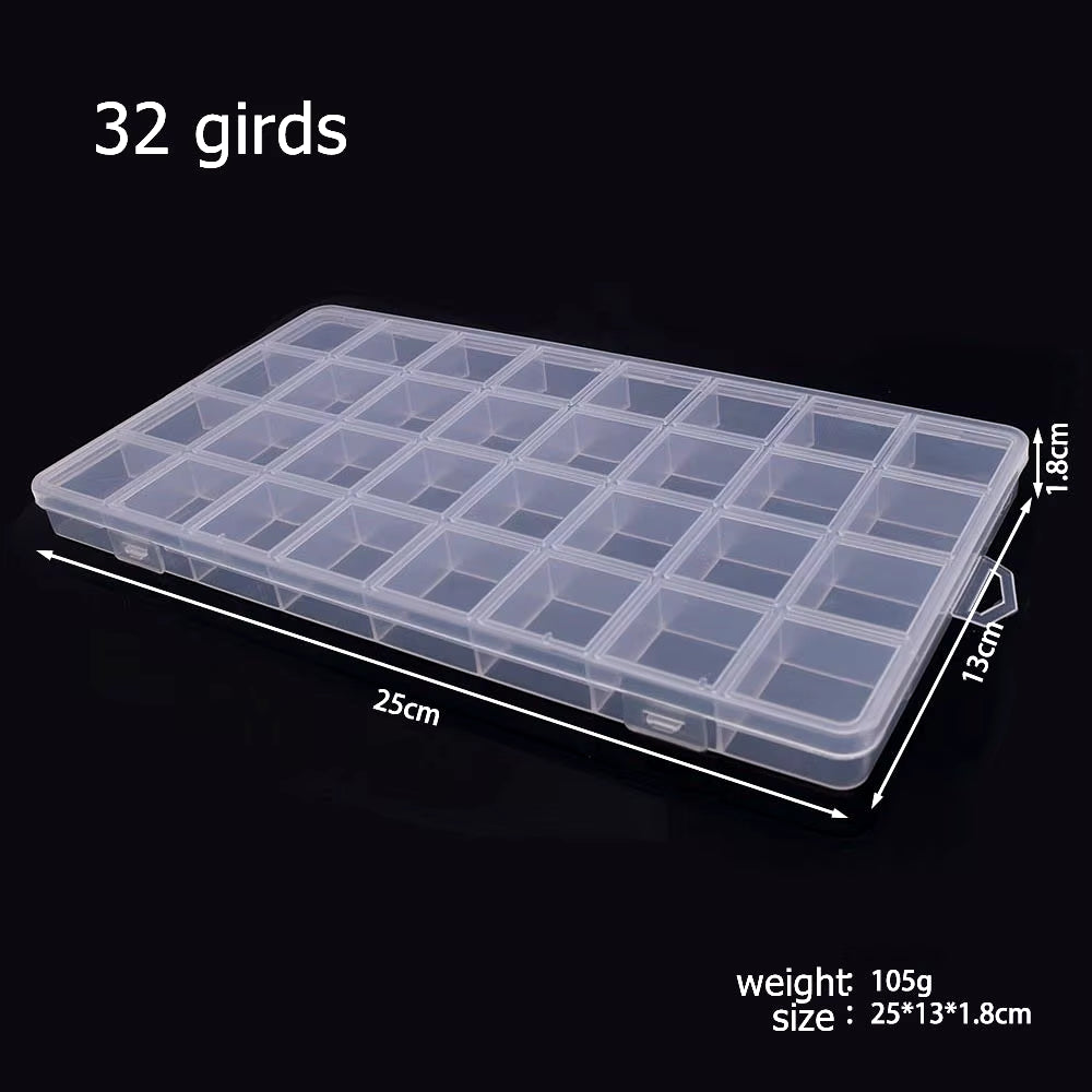 6-32 Compartments Plastic Storage Box Organizer Jewelry Container with Dividers for Beads Art DIY Crafts Sewing Jewelry Supplies