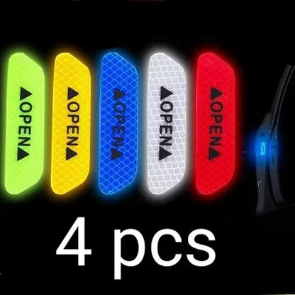 4PCS Car Accessories Car Stickers Reflective Warning Sticker Wheel Eyebrows Door Opening Sticker Diamond Wheel Reflective Strip