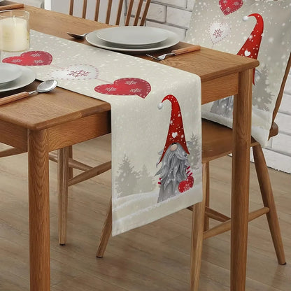 Valentine'S Day Love Heart Gnome Linen Table Runners Dresser Scarves Decor Reusable Kitchen Dining Table Runner Party Decoration